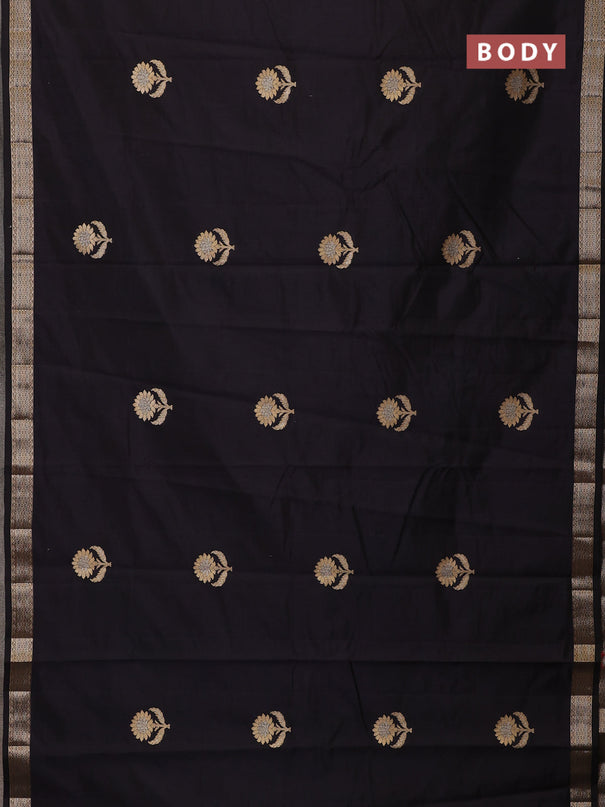 Semi raw silk saree black with zari woven buttas and zari woven border