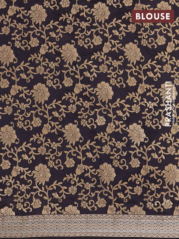 Semi raw silk saree black with zari woven buttas and zari woven border
