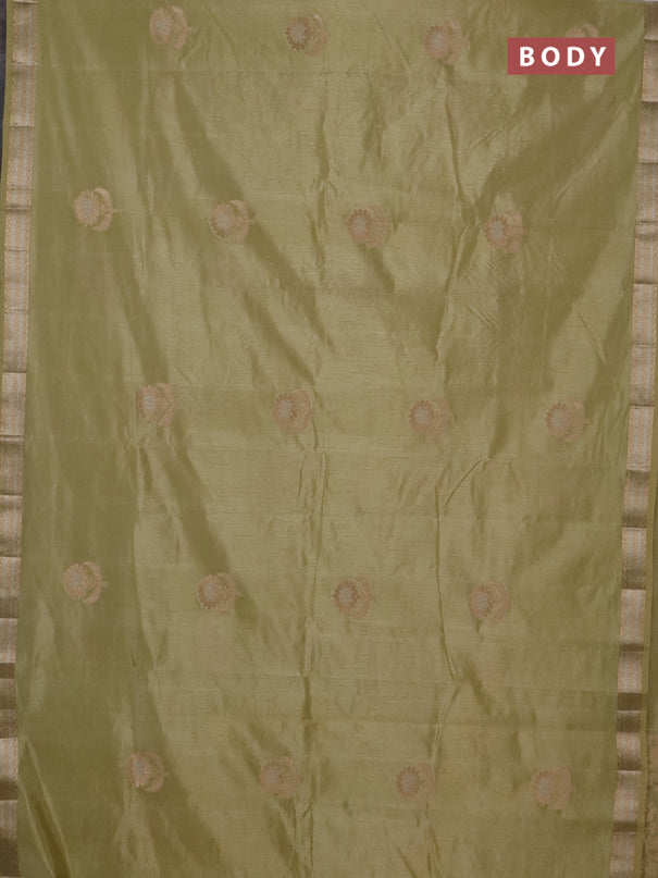 Semi raw silk saree pale yellow with zari woven buttas and zari woven border