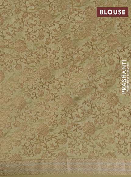 Semi raw silk saree pale yellow with zari woven buttas and zari woven border
