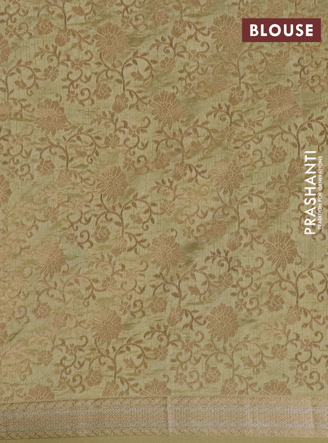 Semi raw silk saree pale yellow with zari woven buttas and zari woven border