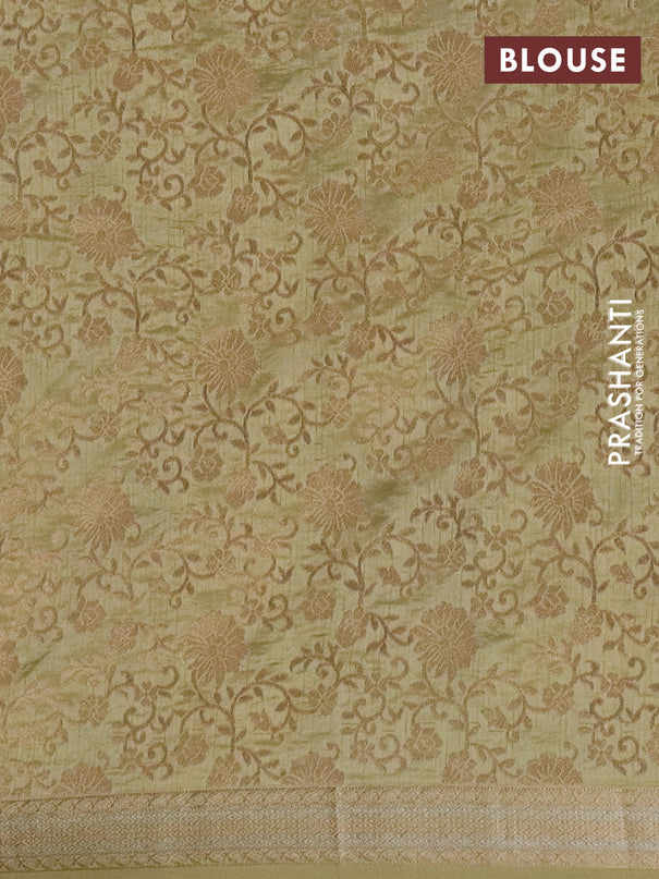 Semi raw silk saree pale yellow with zari woven buttas and zari woven border