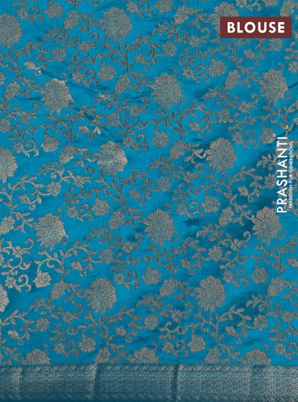 Semi raw silk saree cs blue with zari woven buttas and zari woven border