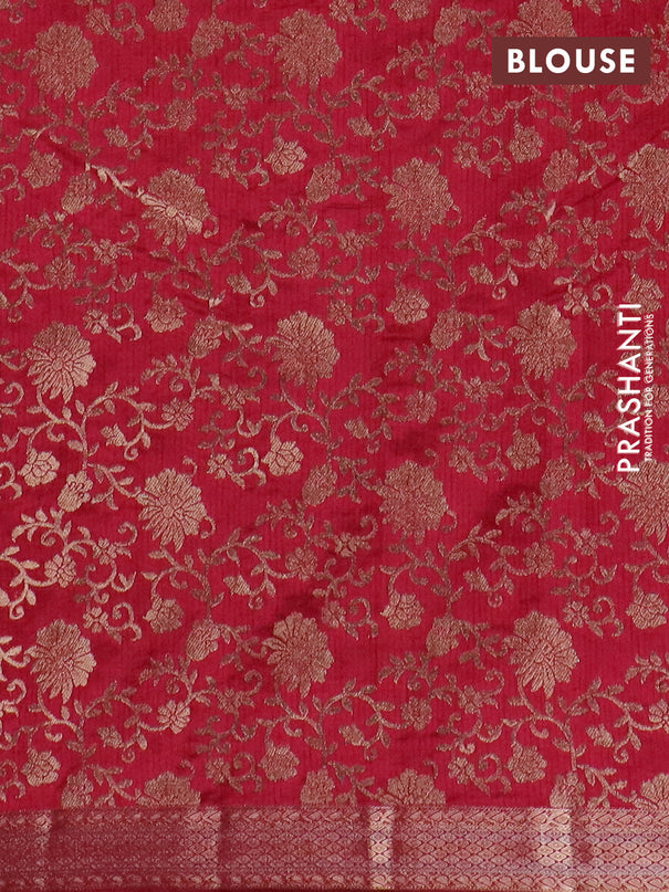 Semi raw silk saree maroon with zari woven buttas and zari woven border