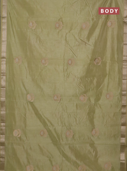 Semi raw silk saree pale yellow with zari woven buttas and zari woven border