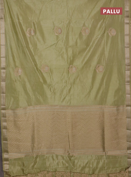 Semi raw silk saree pale yellow with zari woven buttas and zari woven border