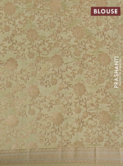 Semi raw silk saree pale yellow with zari woven buttas and zari woven border