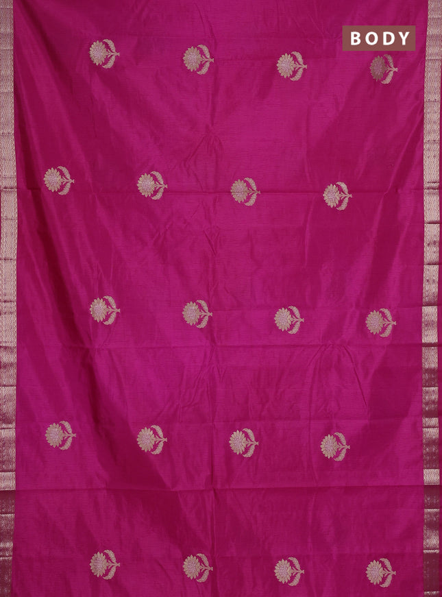 Semi raw silk saree pink with zari woven buttas and zari woven border
