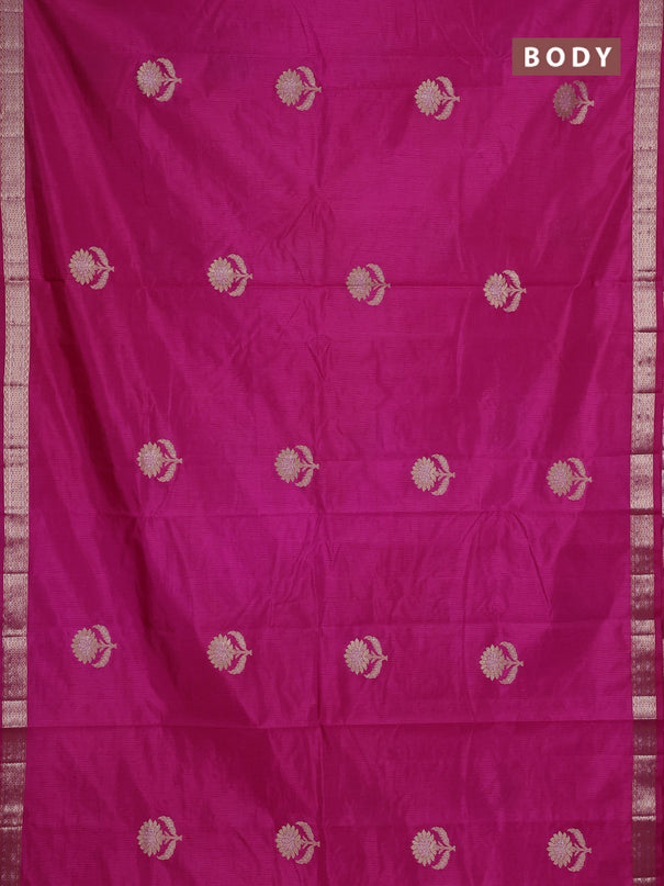 Semi raw silk saree pink with zari woven buttas and zari woven border