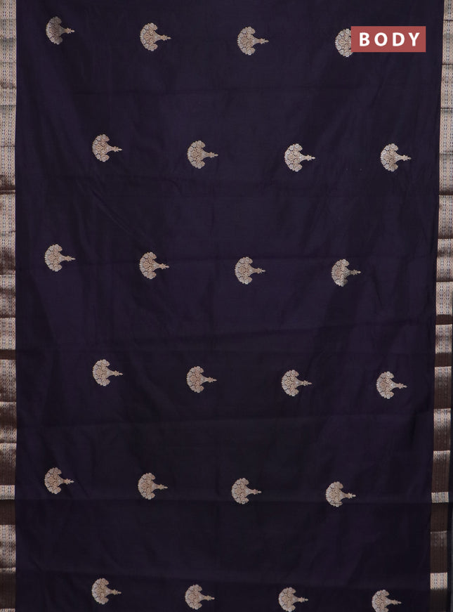 Semi raw silk saree jamun shade with zari woven buttas and zari woven border