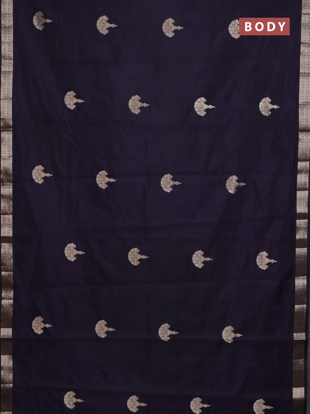 Semi raw silk saree jamun shade with zari woven buttas and zari woven border
