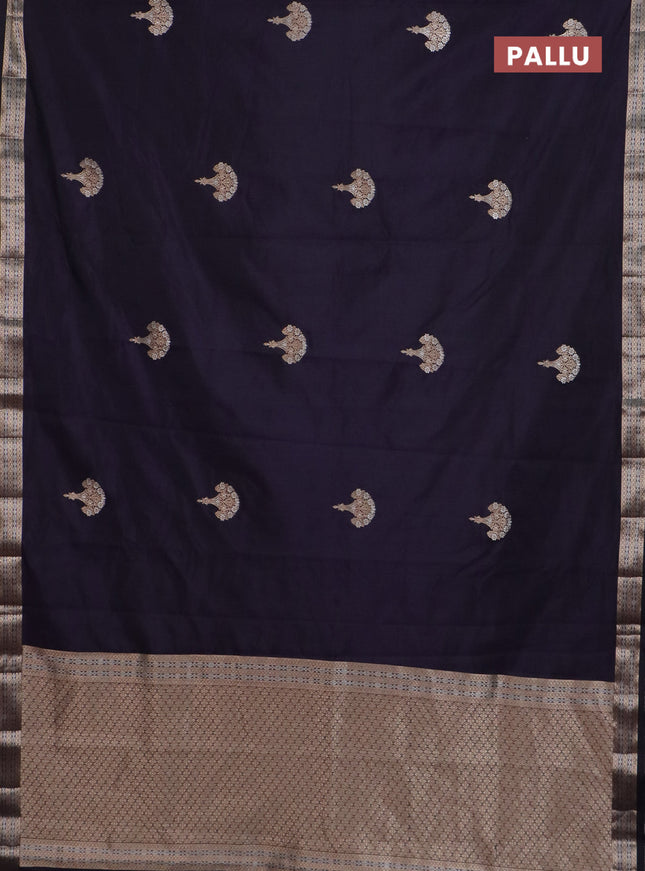 Semi raw silk saree jamun shade with zari woven buttas and zari woven border