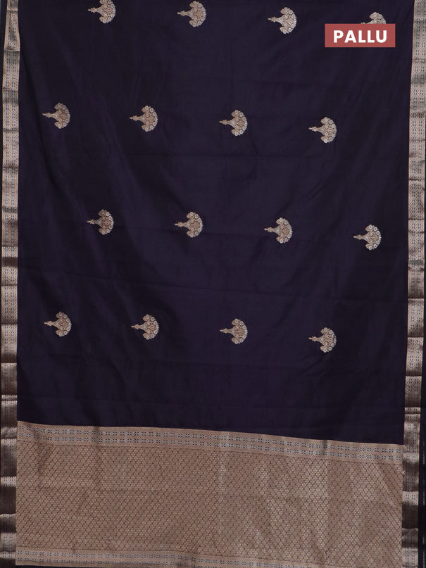 Semi raw silk saree jamun shade with zari woven buttas and zari woven border