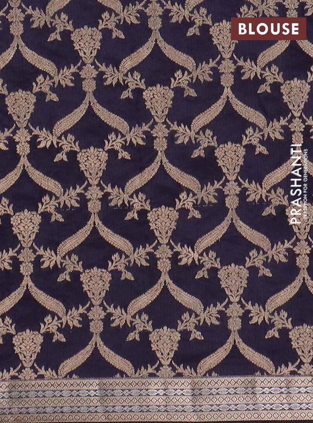 Semi raw silk saree jamun shade with zari woven buttas and zari woven border