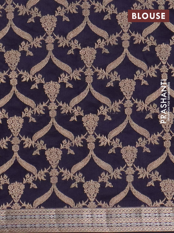 Semi raw silk saree jamun shade with zari woven buttas and zari woven border