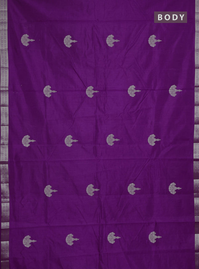 Semi raw silk saree purple with zari woven buttas and zari woven border