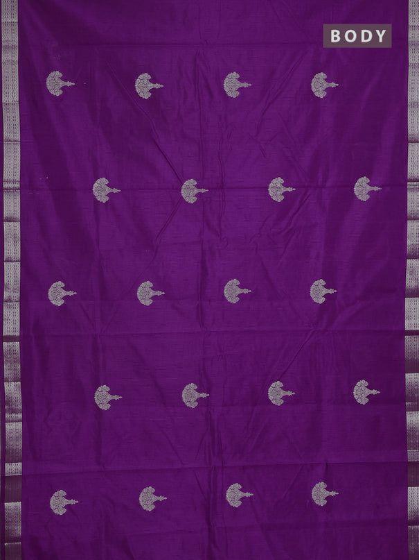 Semi raw silk saree purple with zari woven buttas and zari woven border