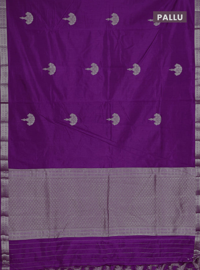 Semi raw silk saree purple with zari woven buttas and zari woven border