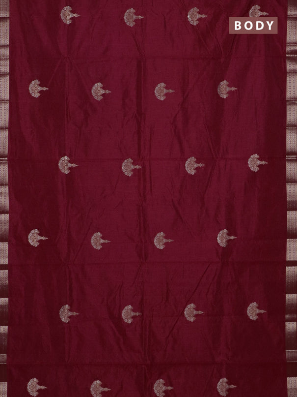 Semi raw silk saree maroon with zari woven buttas and zari woven border