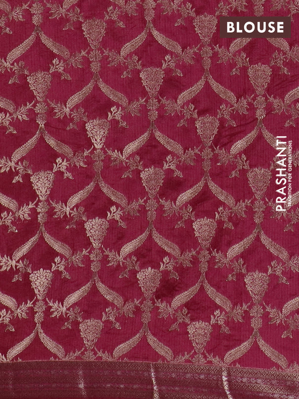 Semi raw silk saree maroon with zari woven buttas and zari woven border