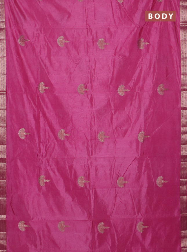 Semi raw silk saree light pink with zari woven buttas and zari woven border