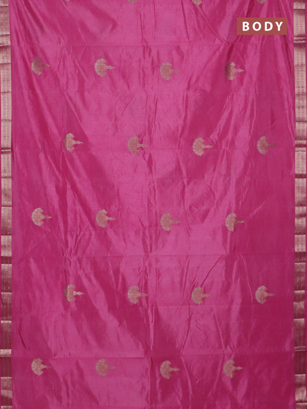Semi raw silk saree light pink with zari woven buttas and zari woven border
