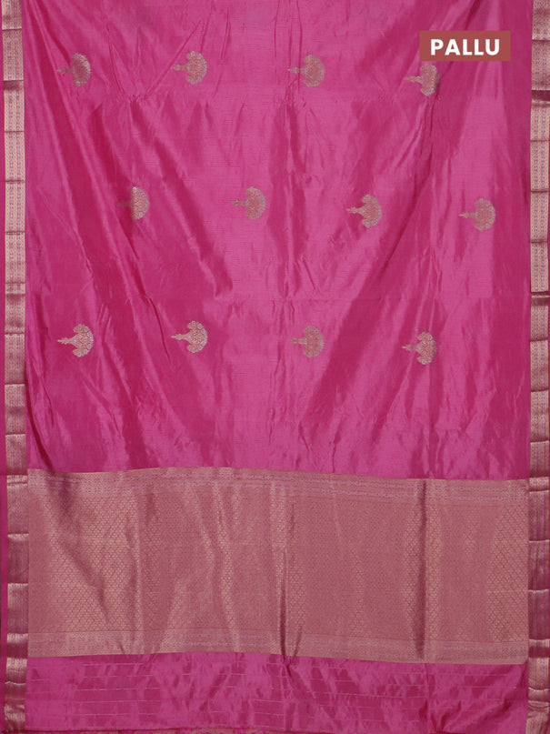Semi raw silk saree light pink with zari woven buttas and zari woven border