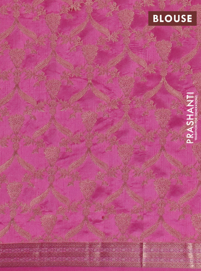 Semi raw silk saree light pink with zari woven buttas and zari woven border
