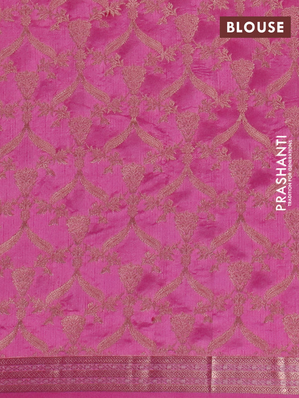 Semi raw silk saree light pink with zari woven buttas and zari woven border
