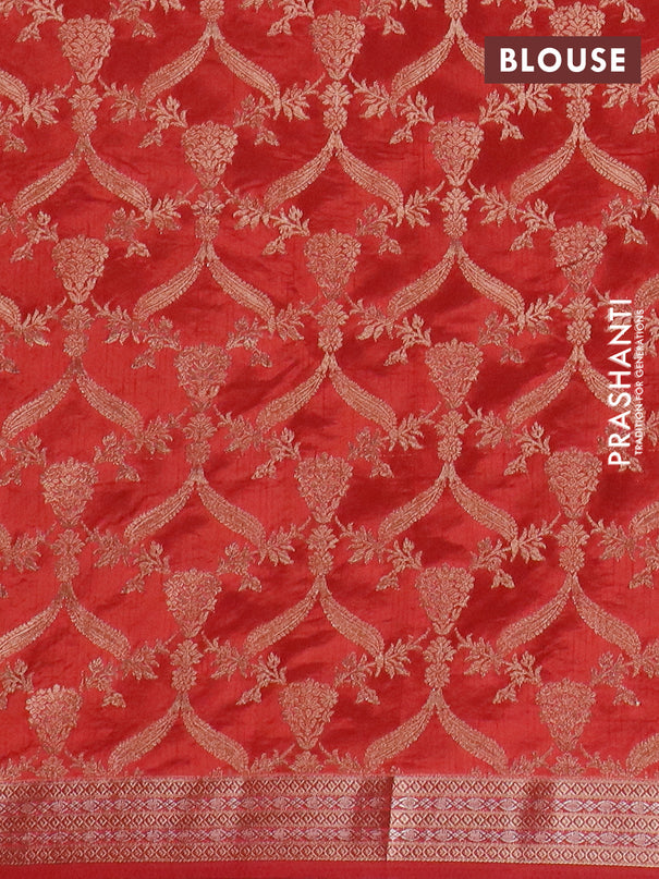 Semi raw silk saree rust shade with zari woven buttas and zari woven border