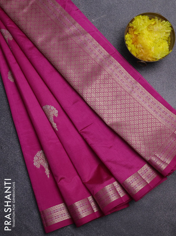 Semi raw silk saree pink with zari woven buttas and zari woven border