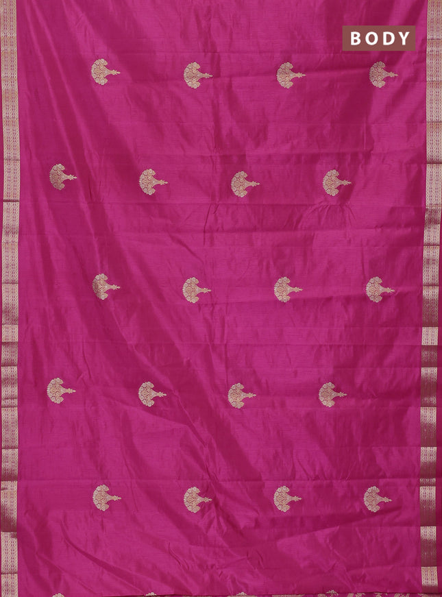 Semi raw silk saree pink with zari woven buttas and zari woven border