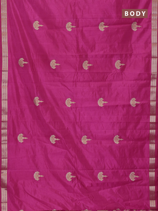 Semi raw silk saree pink with zari woven buttas and zari woven border