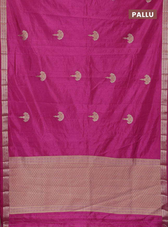 Semi raw silk saree pink with zari woven buttas and zari woven border