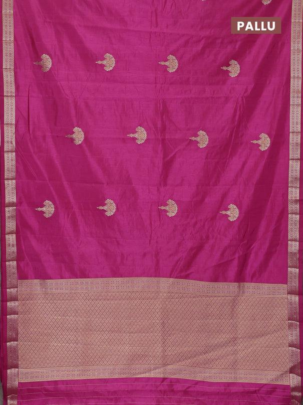 Semi raw silk saree pink with zari woven buttas and zari woven border