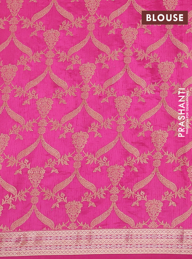 Semi raw silk saree pink with zari woven buttas and zari woven border