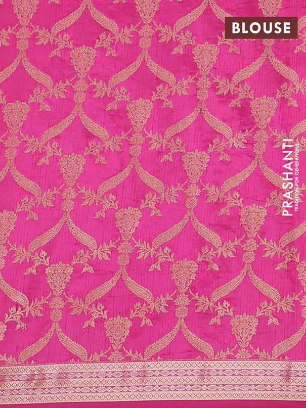 Semi raw silk saree pink with zari woven buttas and zari woven border