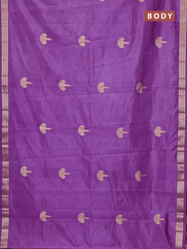 Semi raw silk saree lavender with zari woven buttas and zari woven border