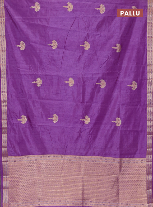 Semi raw silk saree lavender with zari woven buttas and zari woven border