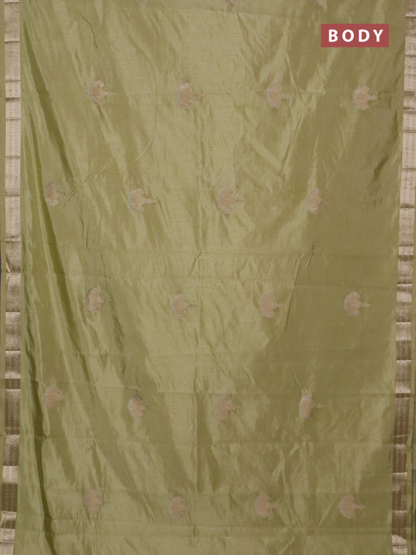 Semi raw silk saree pale yellow with zari woven buttas and zari woven border