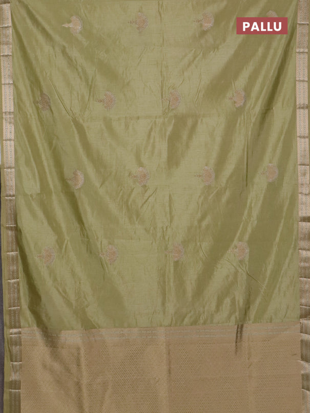Semi raw silk saree pale yellow with zari woven buttas and zari woven border