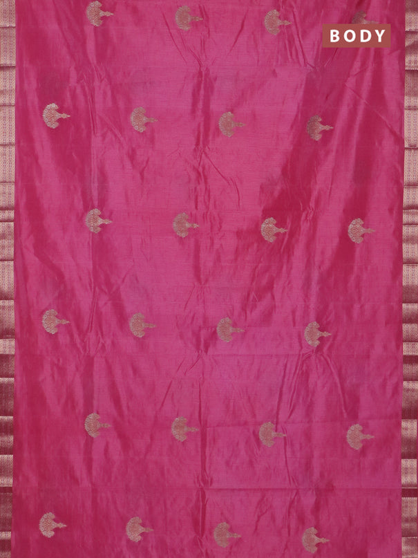 Semi raw silk saree pink with zari woven buttas and zari woven border