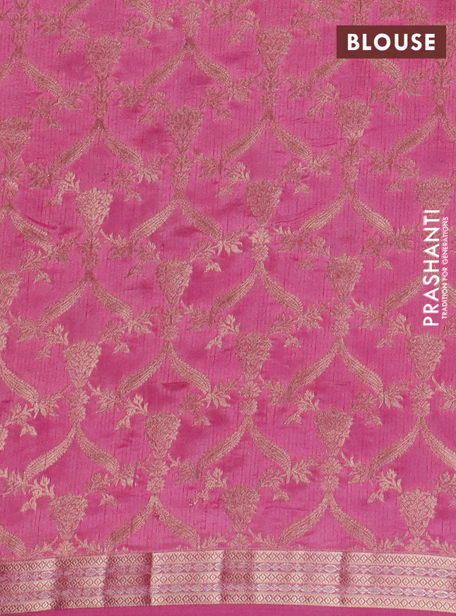 Semi raw silk saree pink with zari woven buttas and zari woven border