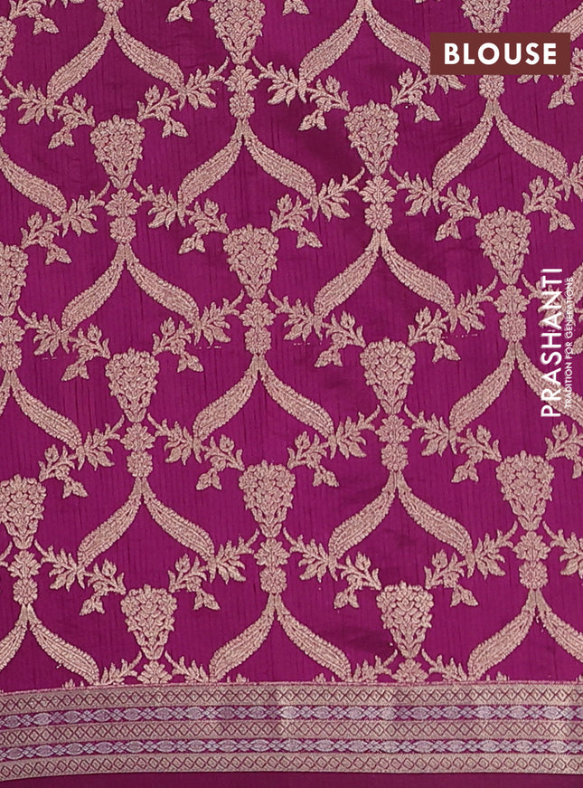 Semi raw silk saree deep purple with zari woven buttas and zari woven border