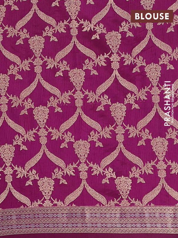 Semi raw silk saree deep purple with zari woven buttas and zari woven border