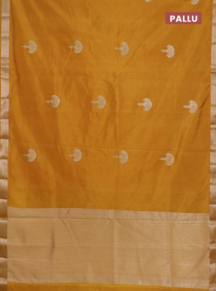 Semi raw silk saree mustard yellow with zari woven buttas and zari woven border