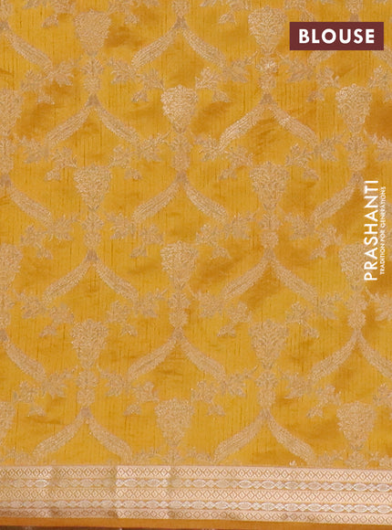 Semi raw silk saree mustard yellow with zari woven buttas and zari woven border