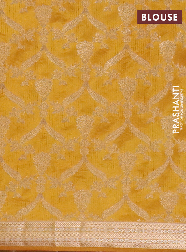 Semi raw silk saree mustard yellow with zari woven buttas and zari woven border