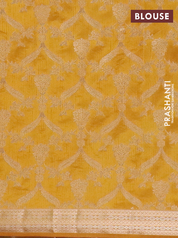Semi raw silk saree mustard yellow with zari woven buttas and zari woven border