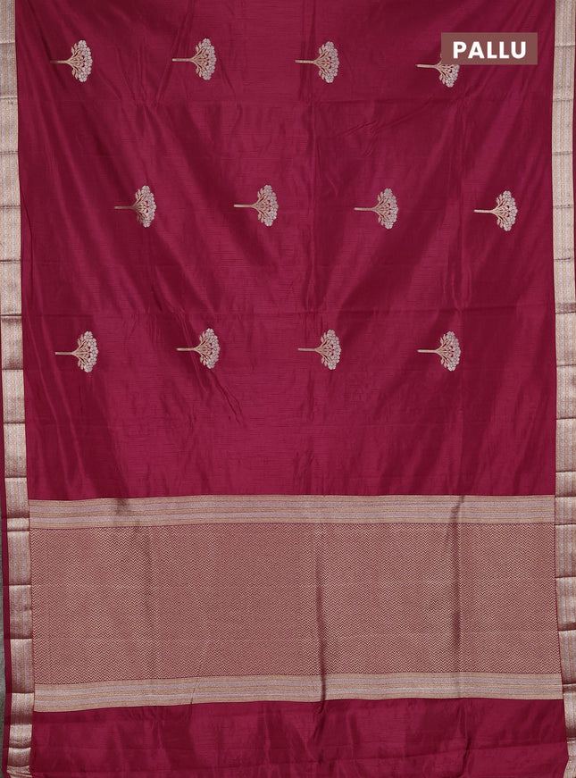 Semi raw silk saree maroon with zari woven buttas and zari woven border